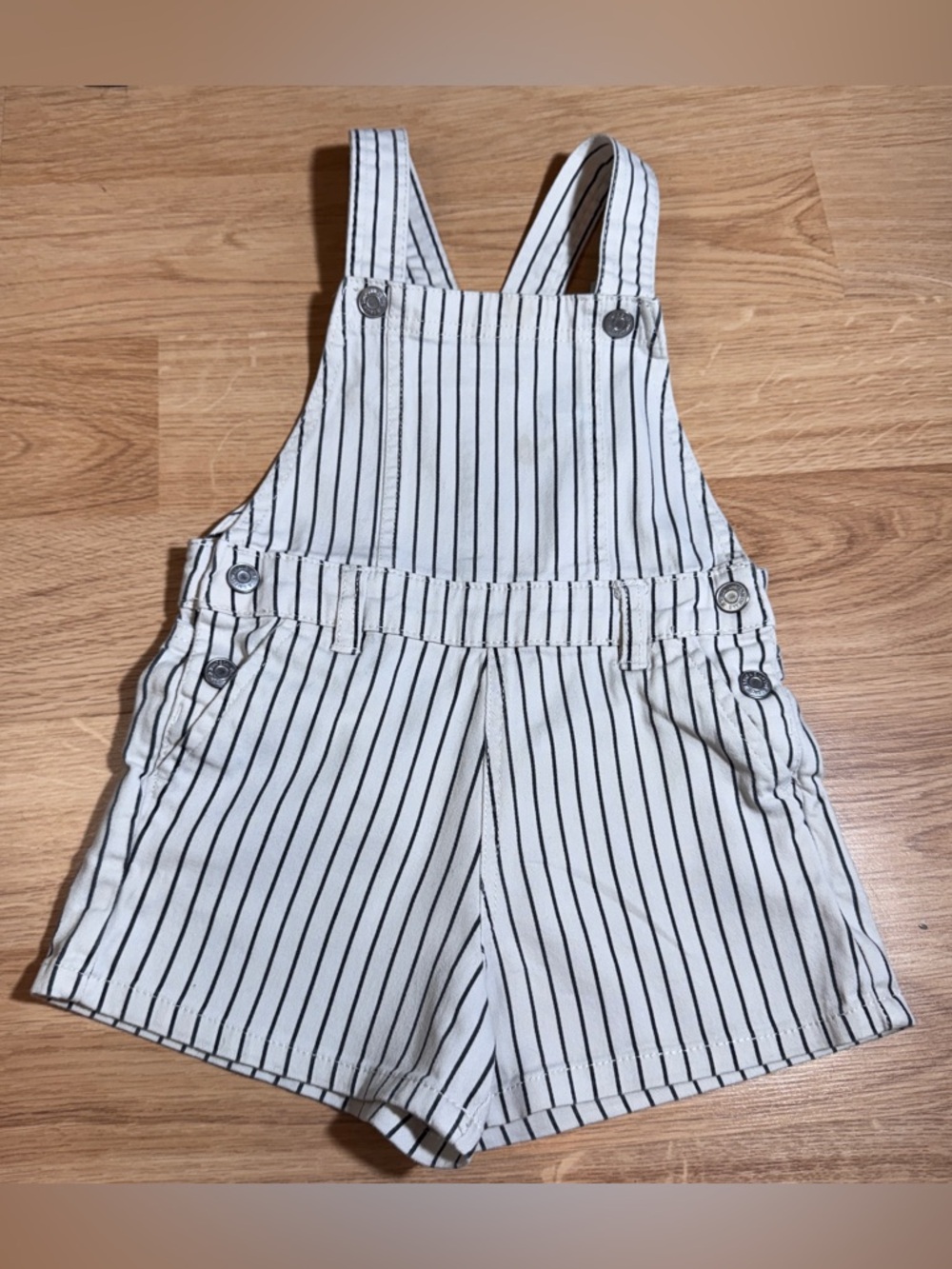 Jessica Simpson White and Black Striped Girls' Short Overalls